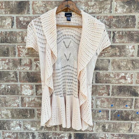 VTG Y2K Rue21 Womens S Crochet Knitted Cover Up Coastal Beachy‎ Lightweight - Picture 1 of 5